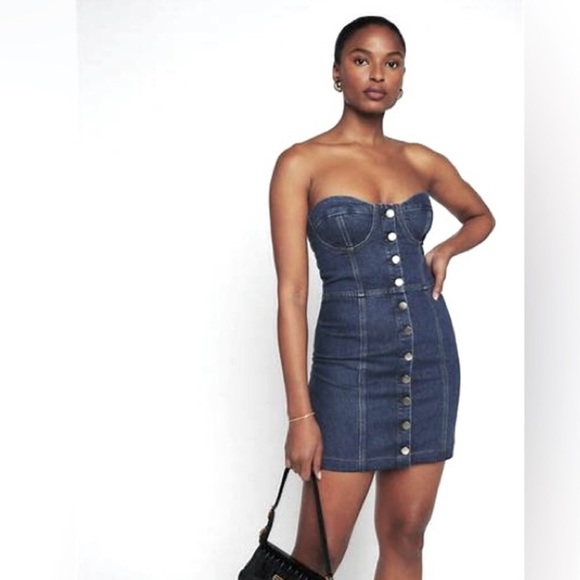 Reformation Nikki Strapless Denim Mini Dress - Picture 3 of 10